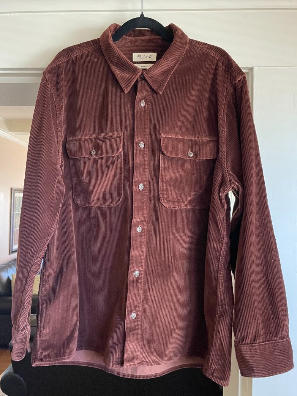Madewell Easy Brown Corduroy Long Sleeve Button Down Shirt Overshirt - XL
